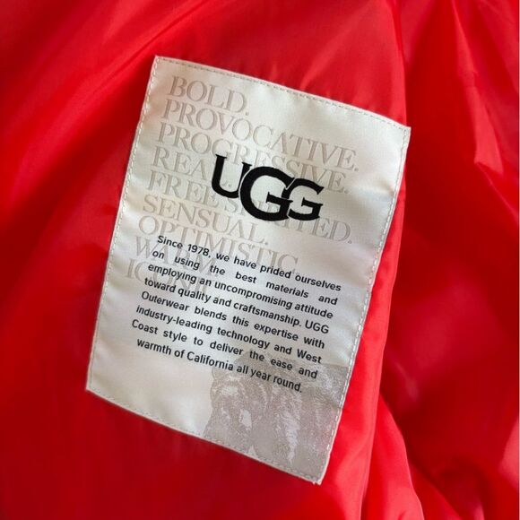 UGG Ronney Cropped Puffer Jacket Coat Womens Size Large Red - Picture 12 of 16